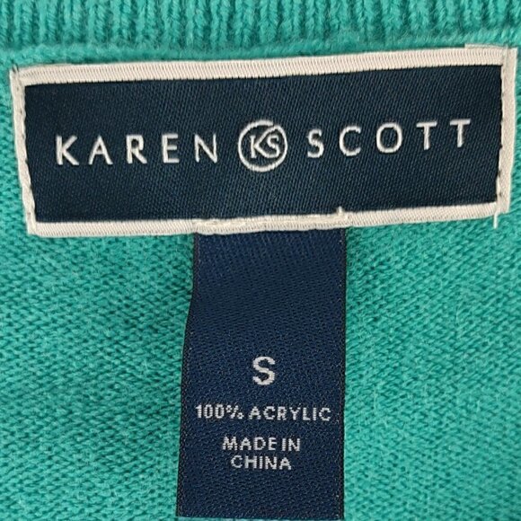 Karen Scott Women's 3/4 Sleeve Teal Pullover Sweater Size Small - Picture 10 of 11